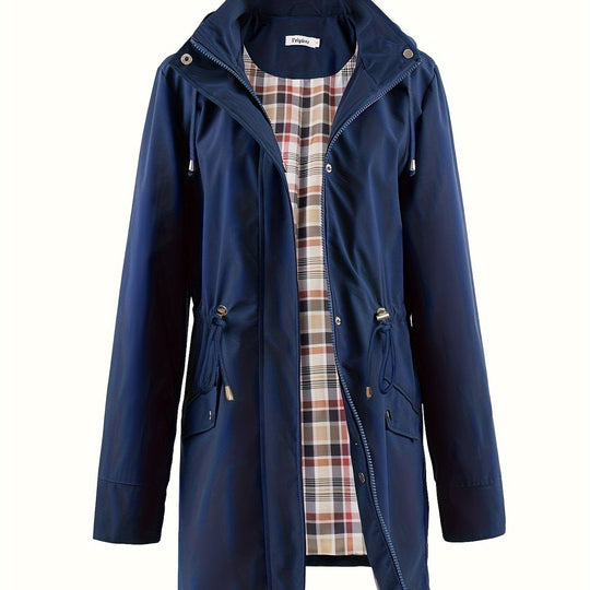 Trenchcoat mit Kapuze, Reißverschluss und Taillenzug für Damen