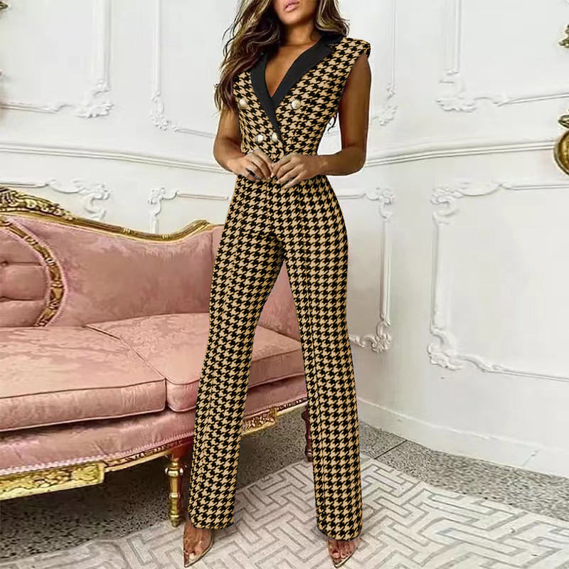 Ärmelloser V-Ausschnitt Jumpsuit für Damen