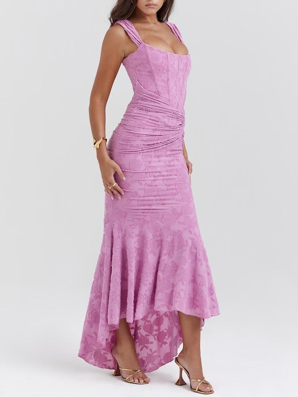 Blaues Bell Kleid mit Blumenmuster Maxi