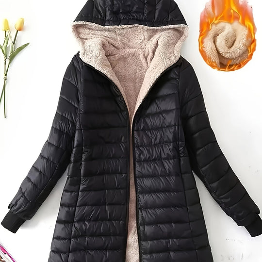 Steppjacke mit Kapuze und Reißverschluss für Damen