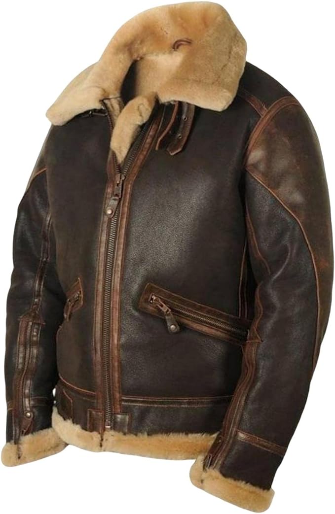 Herren Pilotenjacke Mit Pelzkragen Und Modernem Design