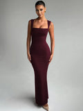 Maxikleid mit Quadrat-Ausschnitt und figurformendem Abendkleid