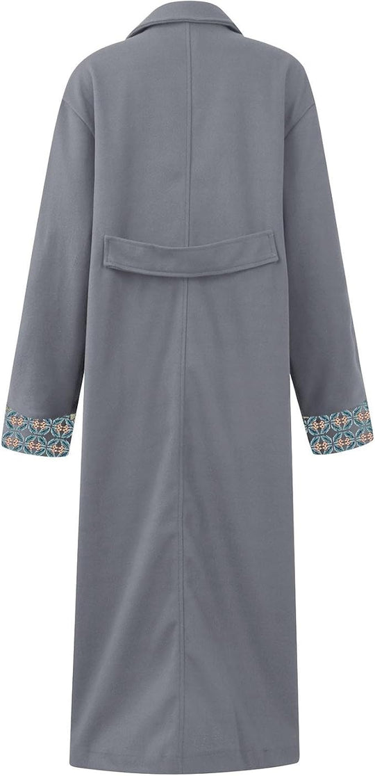 Damen Langer Mantel Mit Blumenmuster