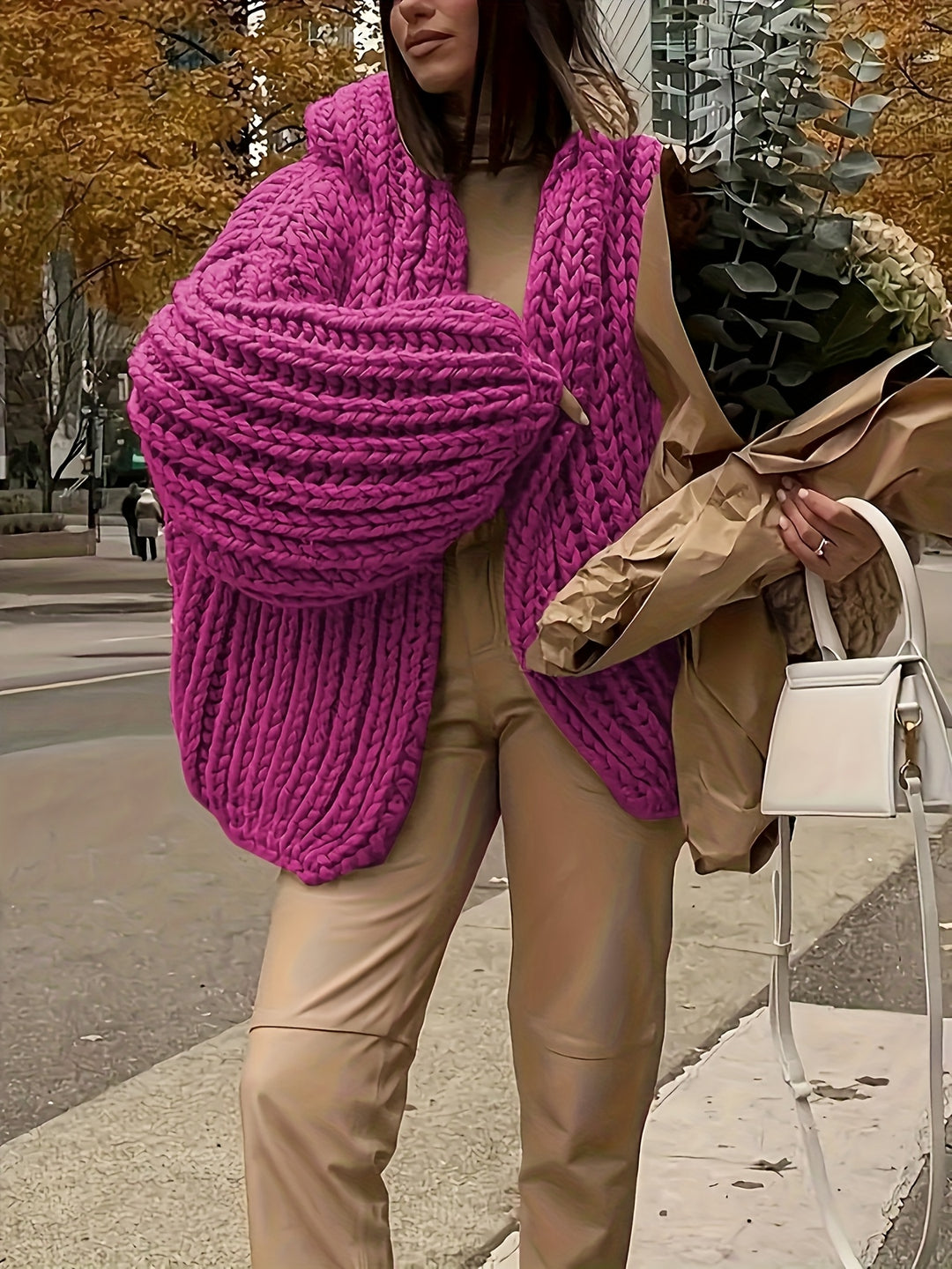 Strickjacke mit Kapuze und Oversize-Ärmeln für Damen