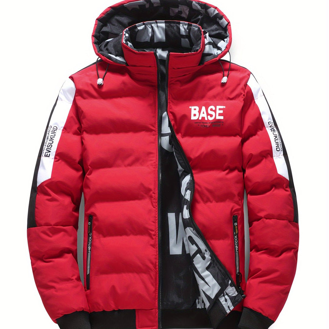 Wärmende Pufferjacke mit Buchstabenmuster für Herren