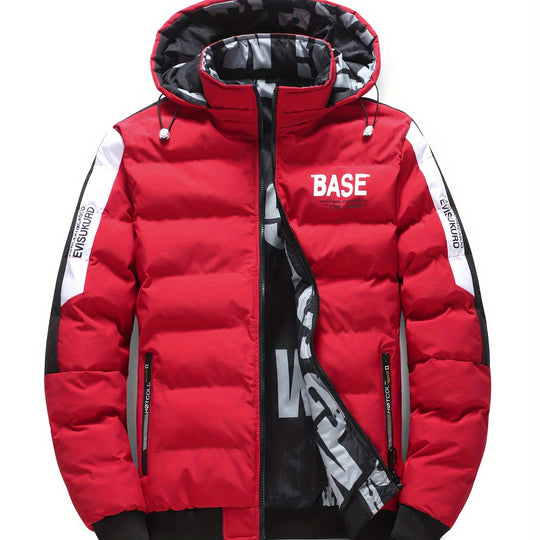 Wärmende Pufferjacke mit Buchstabenmuster für Herren