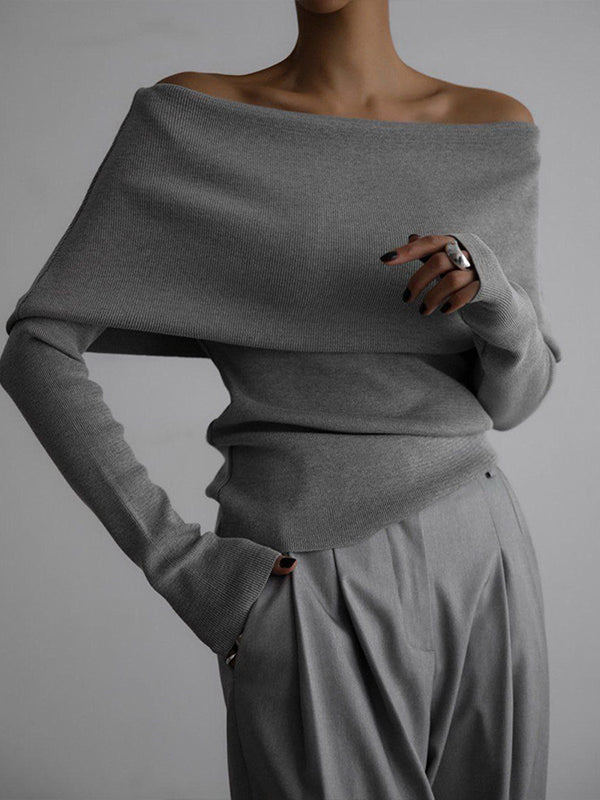 Damen Off Shoulder Pullover Mit Langem Arm