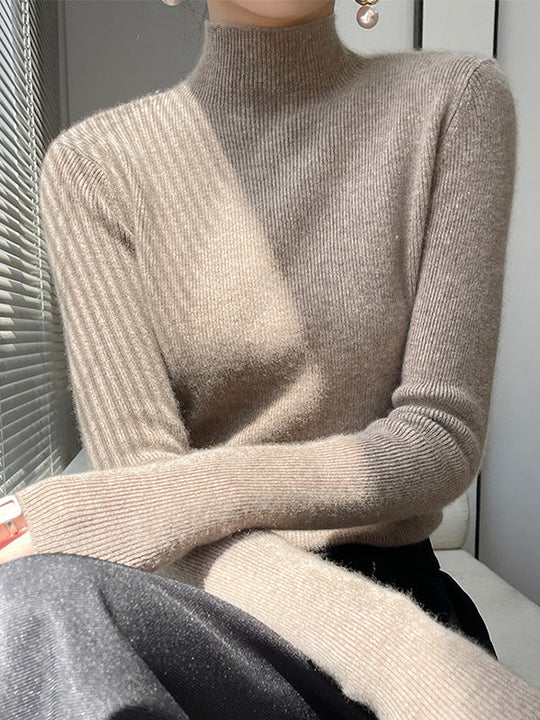 Damen Strickpullover Mit Halbhohem Kragen Und Schmalem Schnitt