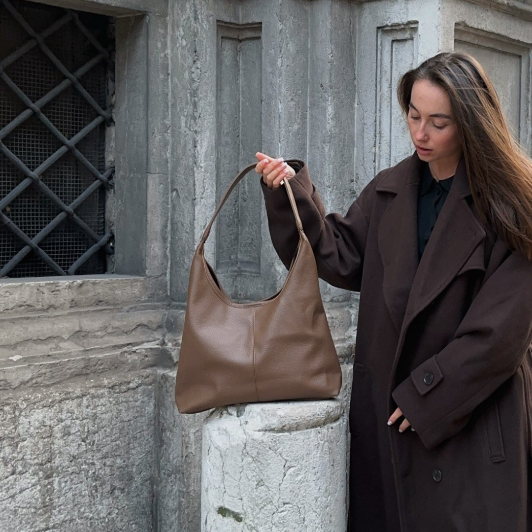 Vegane Leder-Hobo-Tasche mit Schulterriemen