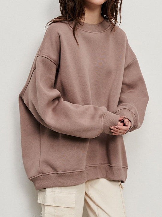 Damen Sweatshirt Locker Mit Rundhalsausschnitt