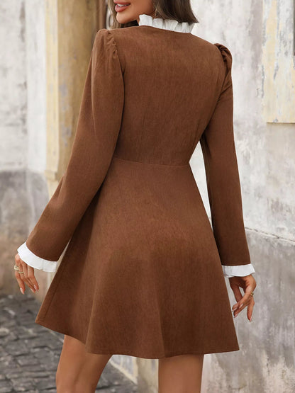 Langärmeliges Freizeitkleid mit Knopfleiste vorne