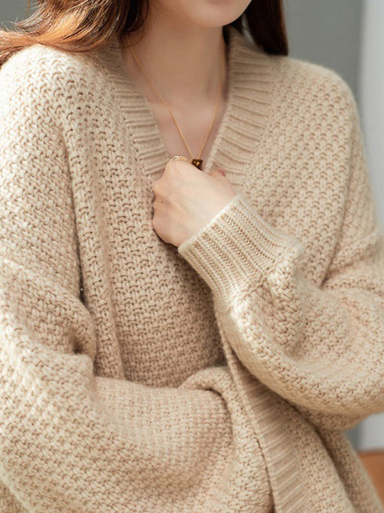 Damen Strickjacke Mit Lockerem Schnitt Und Einfarbigem Design