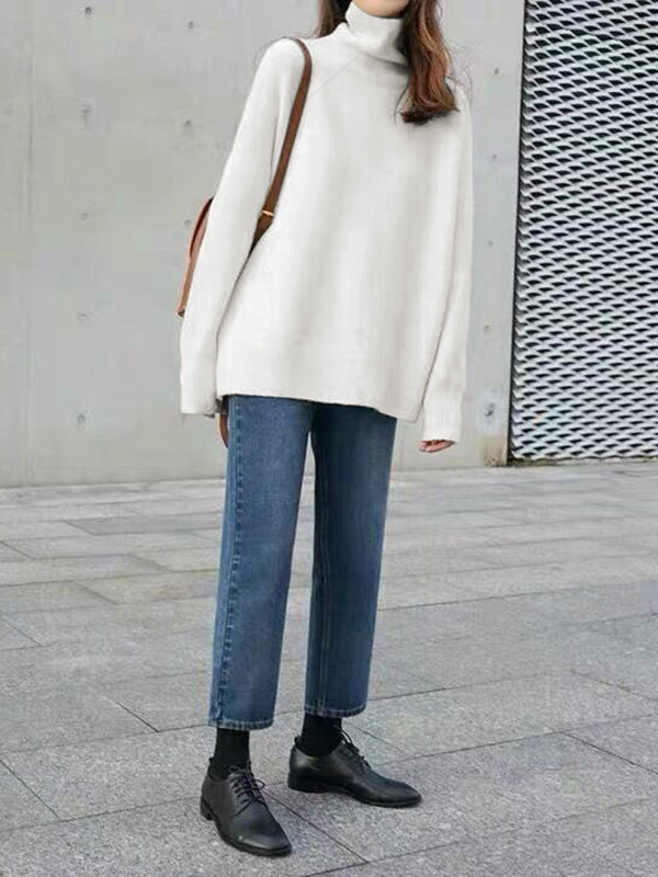 Damen Rollkragenpullover Mit Lockerem Schnitt