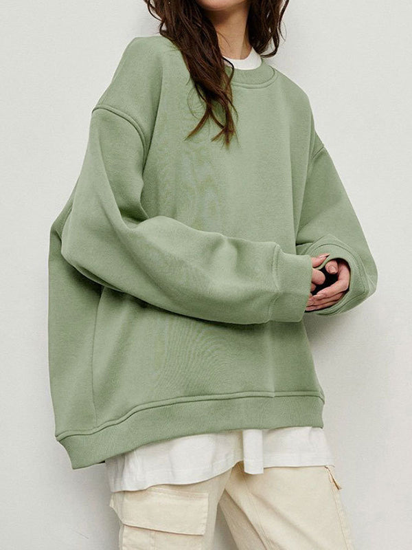 Damen Sweatshirt Locker Mit Rundhalsausschnitt