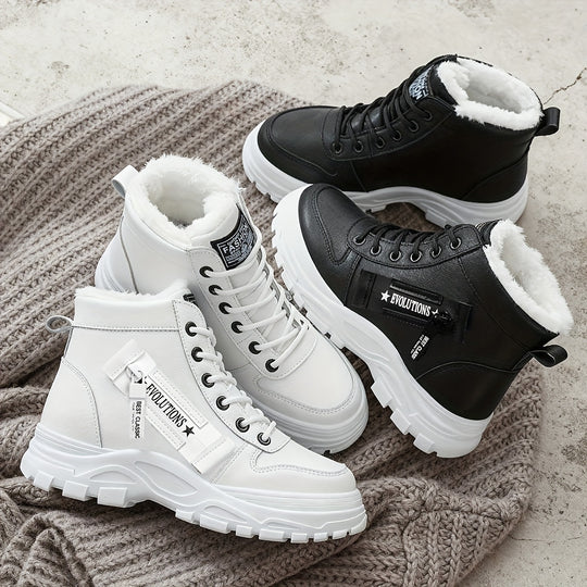 Gefütterte High-Top Winterstiefel mit Profilsohle für Damen