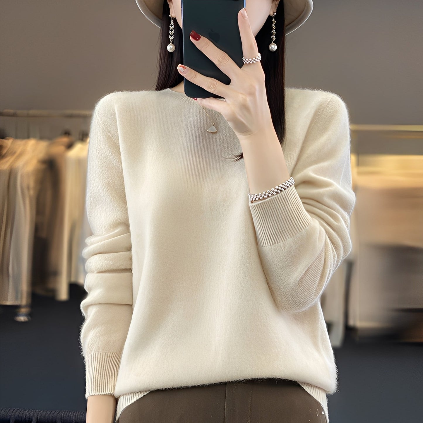 Eleganter Damenpullover aus Kaschmir, weicher Strickpullover