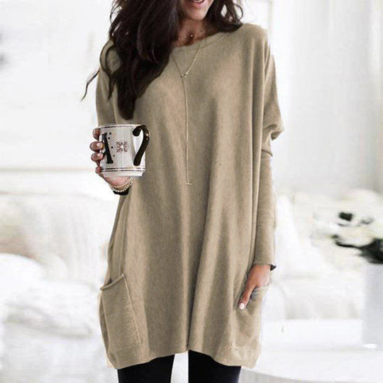Damen Pullover Mit Taschen Und Langarm