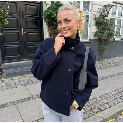 Damen Kurzmantel Mit Doppelreiher Design