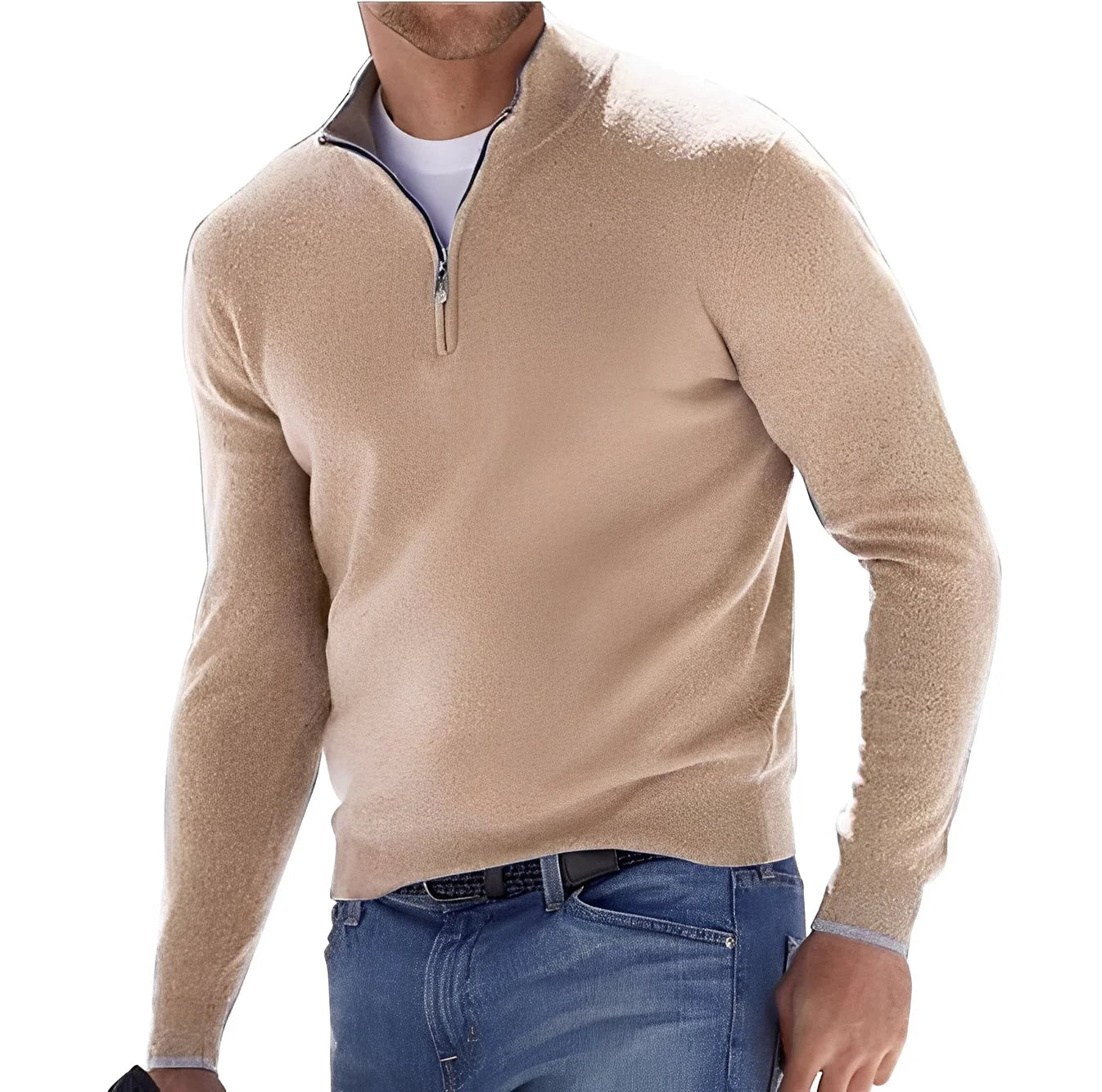 Herren Kaschmir Strickjacke mit Reißverschluss