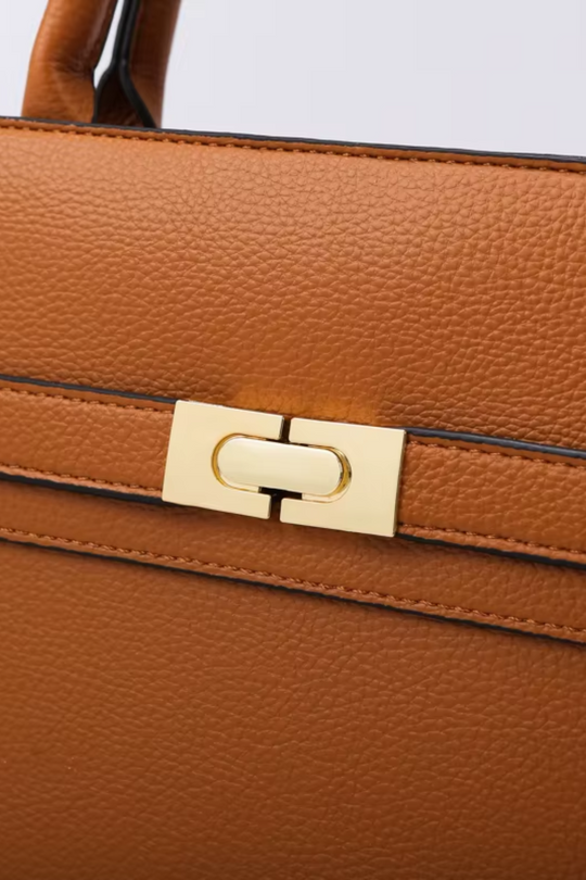 3-teiliges Handtaschen Set aus strukturiertem Kunstleder mit goldenen Details für Damen
