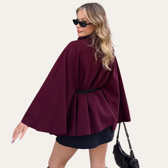 Damen Cape Mantel Aus Wolle Mit Klassischem Design