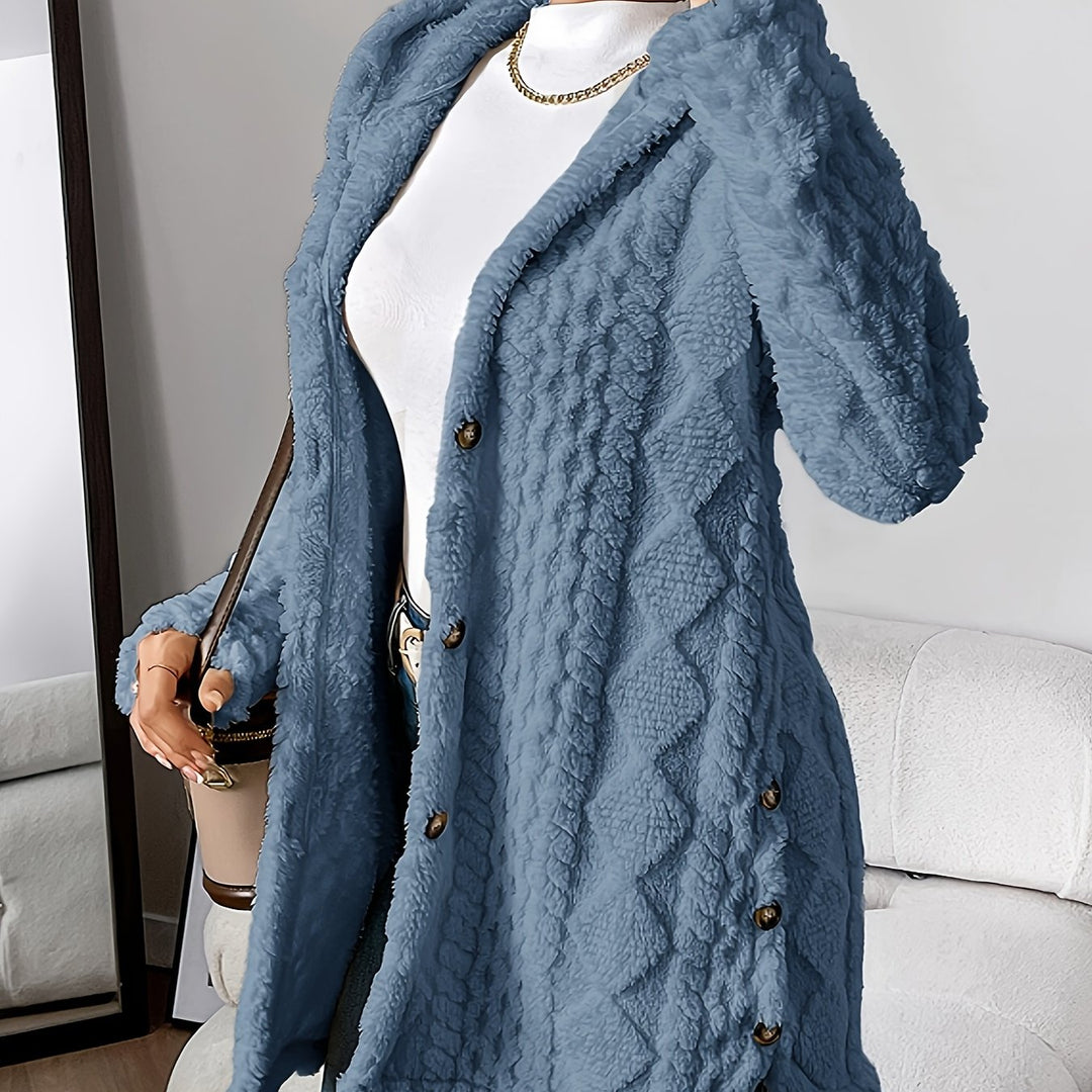 Lässiger Teddy-Mantel mit Knöpfen für Damen