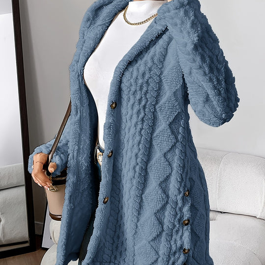 Lässiger Teddy-Mantel mit Knöpfen für Damen