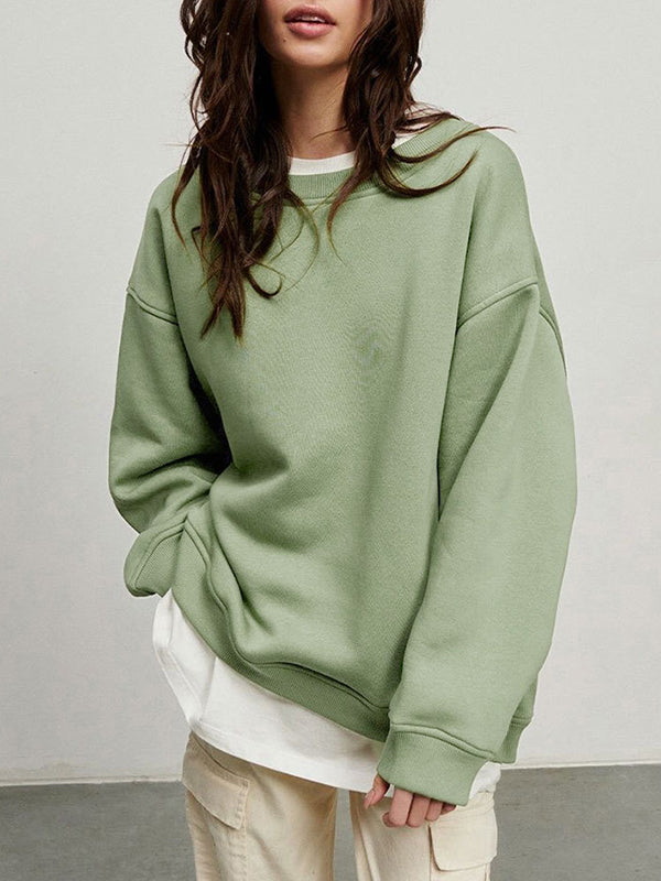 Damen Sweatshirt Locker Mit Rundhalsausschnitt