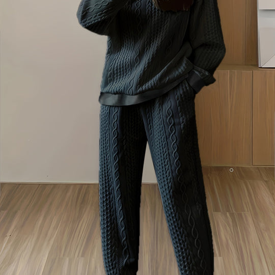 Zweiteiliges Strickset mit Zopfmuster für Damen