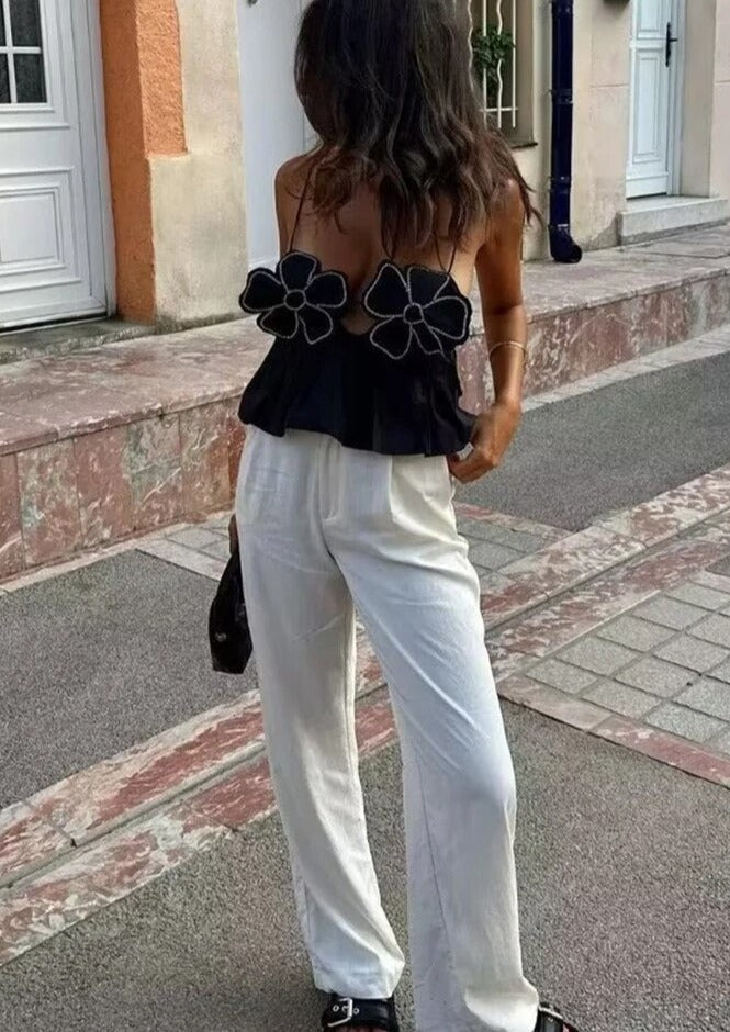 Damen Schwarzes Ärmelloses Arabella Oberteil