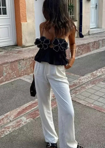 Damen Schwarzes Ärmelloses Arabella Oberteil