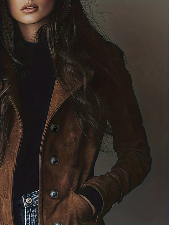 Klassischer Mantel mit Reverskragen und Knopfleiste für Damen