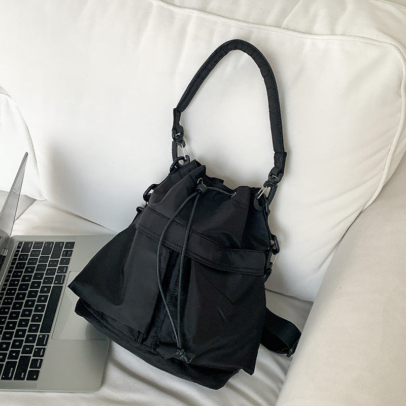 Nylon Kordelzug-Beuteltasche mit abnehmbarem Griff und Schultergurt