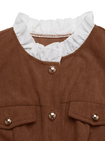 Langärmeliges Freizeitkleid mit Knopfleiste vorne