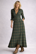 Karierter Maxikleid mit langen Ärmeln