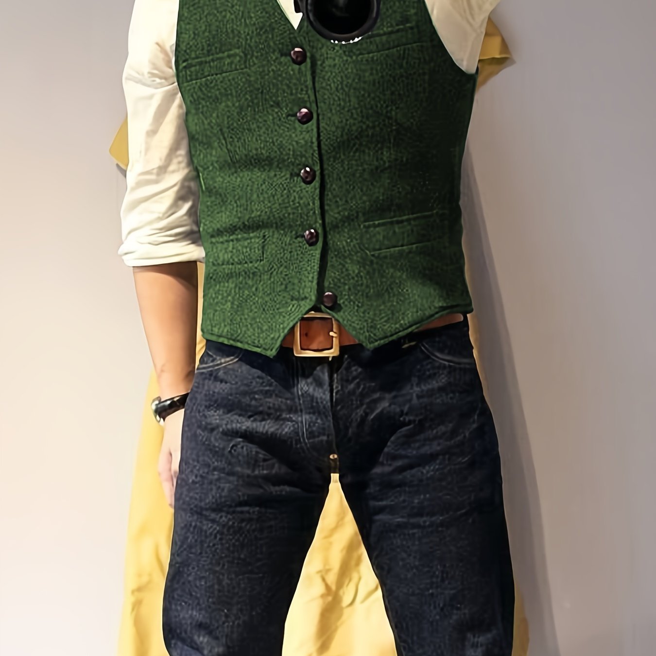 Vintage Tweed Weste im Western-Stil für Herren