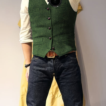 Vintage Tweed Weste im Western-Stil für Herren