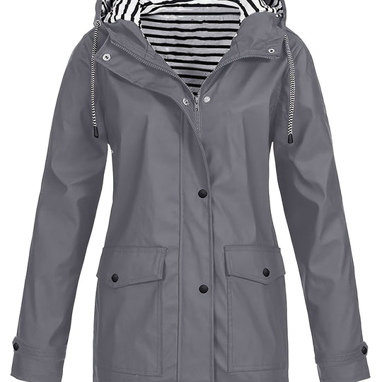 Gestreifte Jacke mit Kapuze und Reißverschluss für Damen