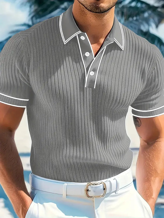 Herren Polohemd Mit Struktur Und Klassischem Schnitt