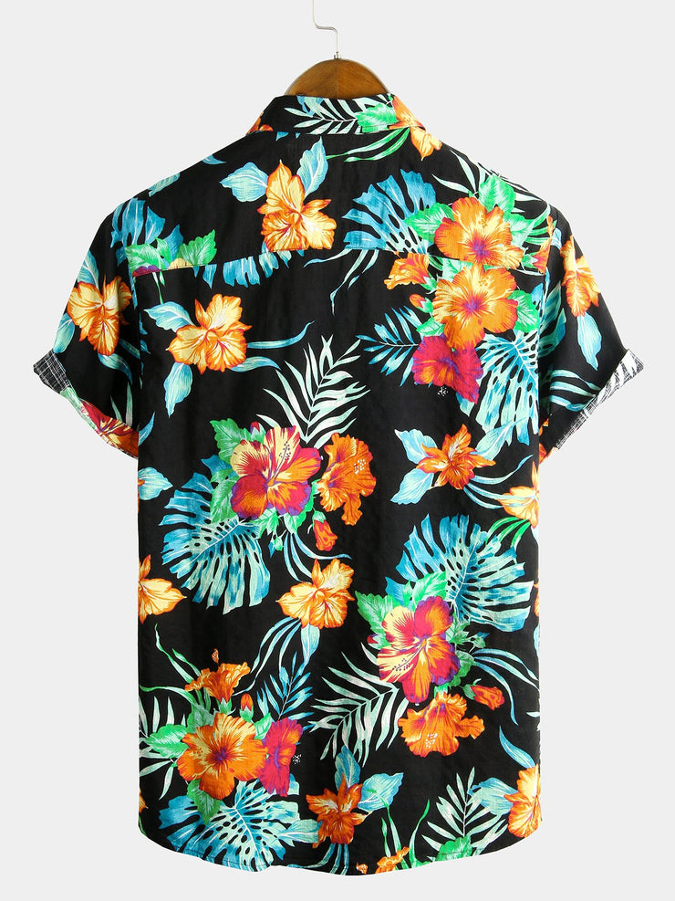 Gemustertes Multicolor-Kurzarmhemd für Herren im Casual-Stil
