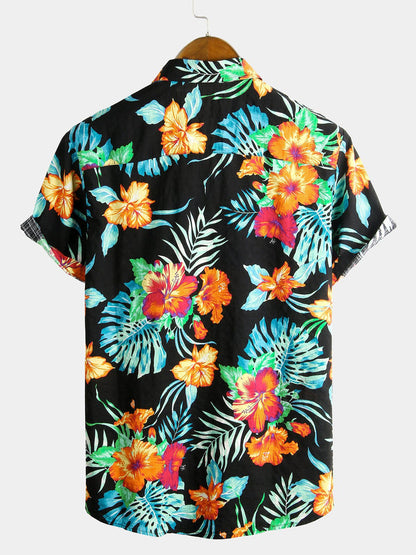 Gemustertes Multicolor-Kurzarmhemd für Herren im Casual-Stil