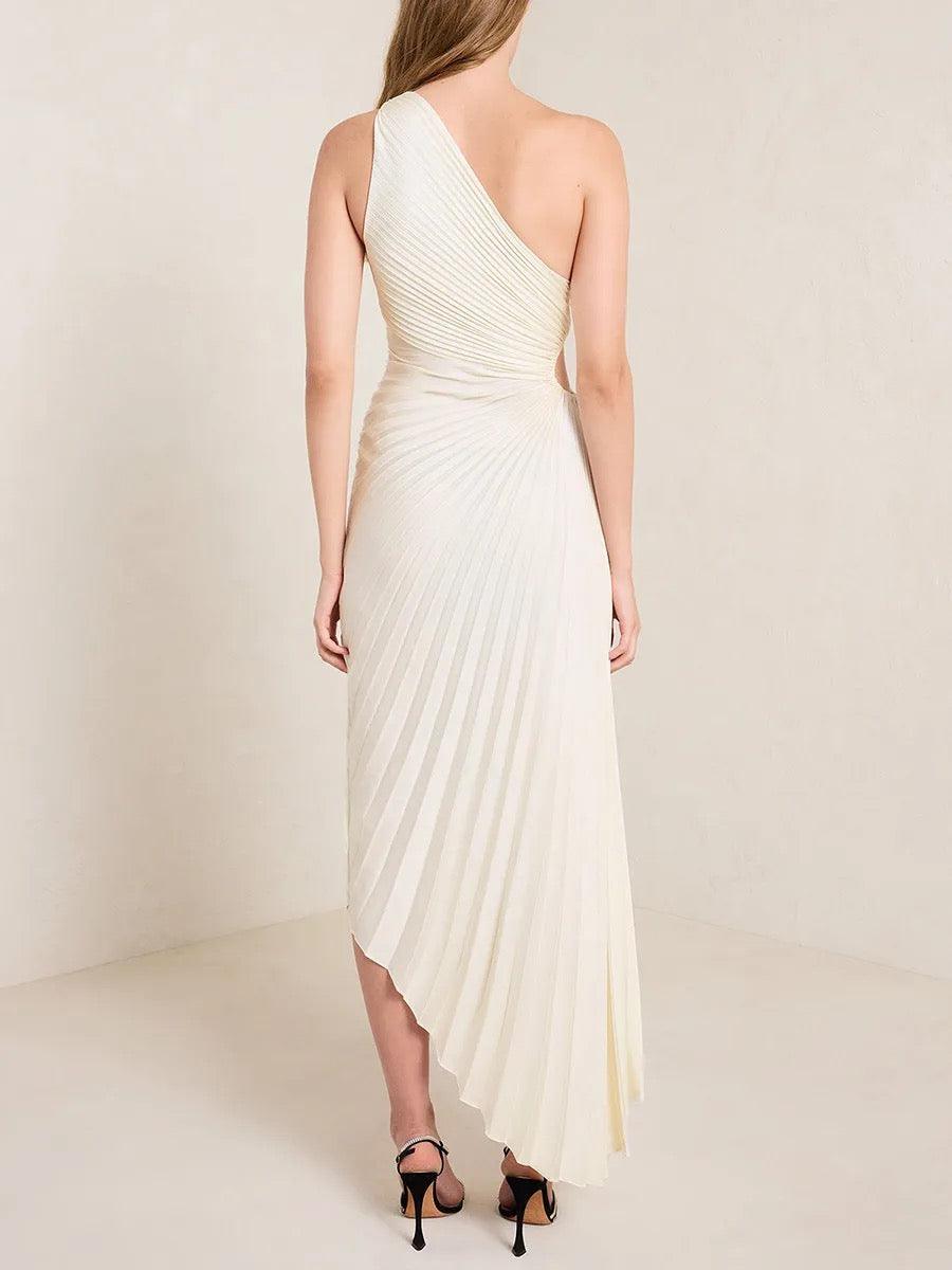 Asymmetrisches Plissee Midi-Kleid aus Poly-Georgette