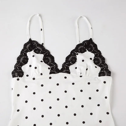 Damen Maxikleid Ärmellos mit Punkten