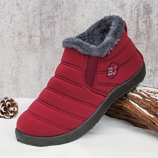 Gefütterte Slip-On Schneestiefel mit Profilsohle für Damen