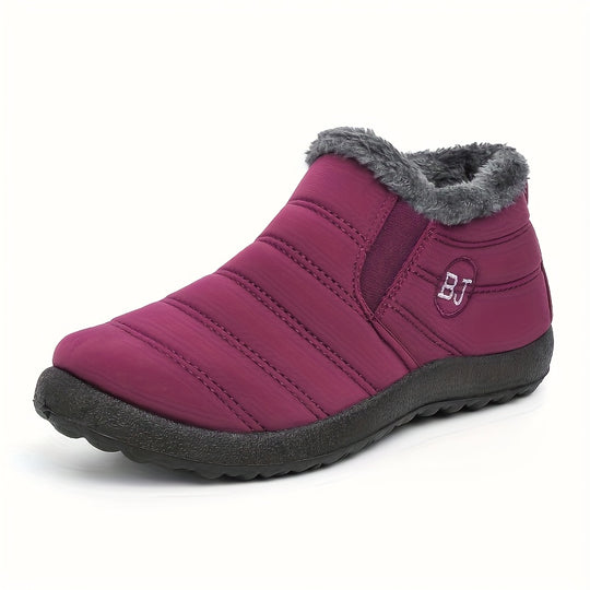 Gefütterte Slip-On Schneestiefel mit Profilsohle für Damen