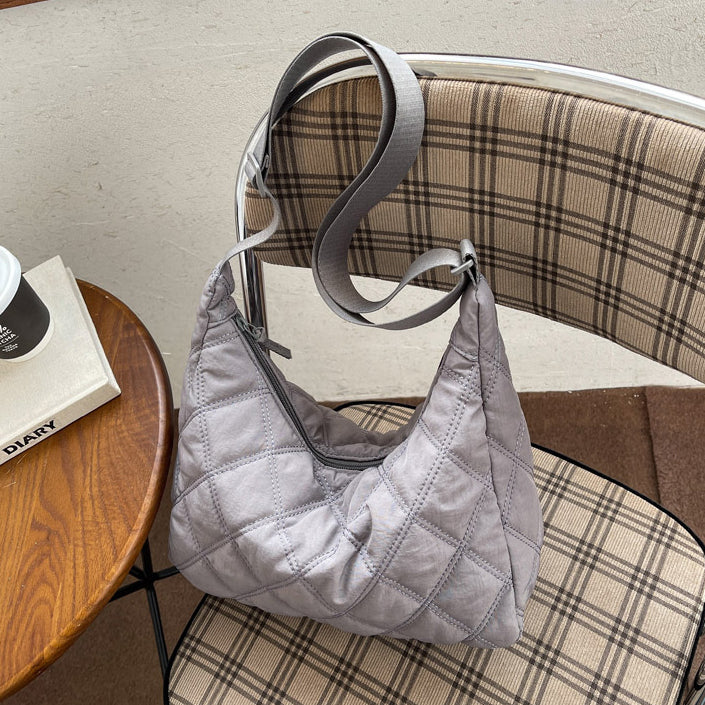 Gesteppte Diamond Puffer Schultertasche Leichtes Nylon