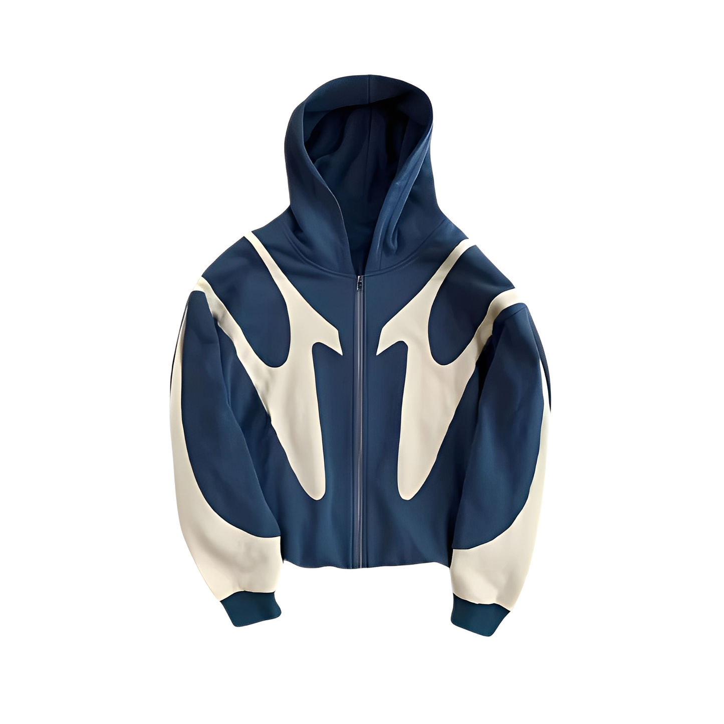 Herren moderner Kapuzenpullover mit Reißverschluss und Grafikdruck