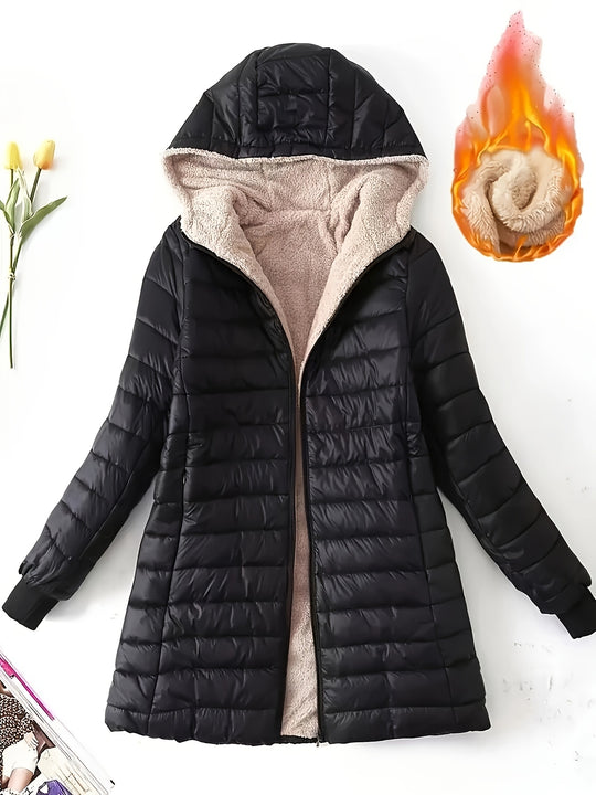 Steppjacke mit Kapuze und Reißverschluss für Damen