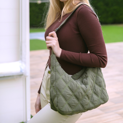 Gesteppte Diamond Puffer Schultertasche Leichtes Nylon