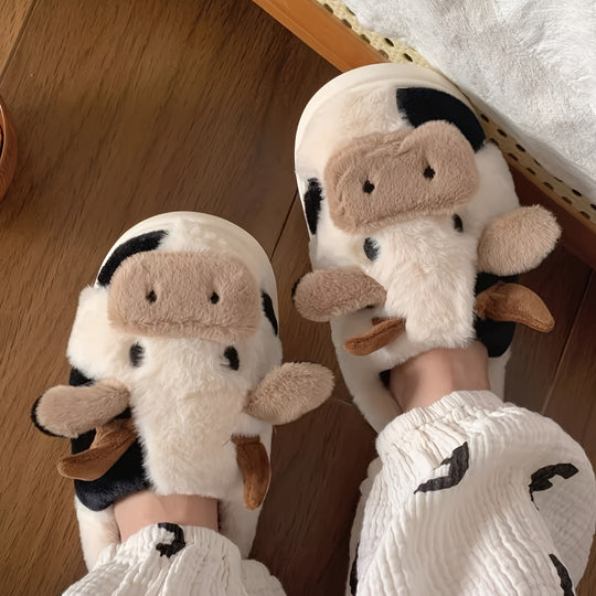 Kuschelige Kuh-Design Hausschuhe für Damen